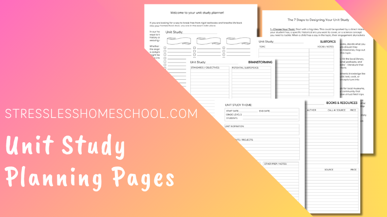 unit study planning pages preview
